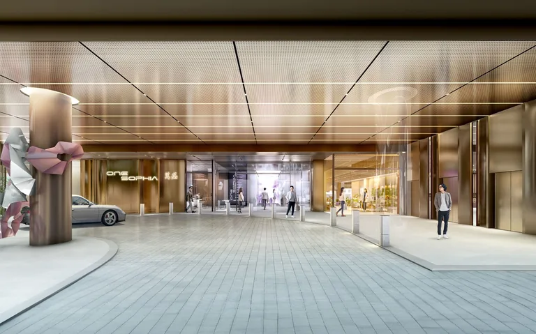 One Sophia, artist’s impression: the exclusive commercial drop-off, a covered arrival court before the One Sophia office entrance